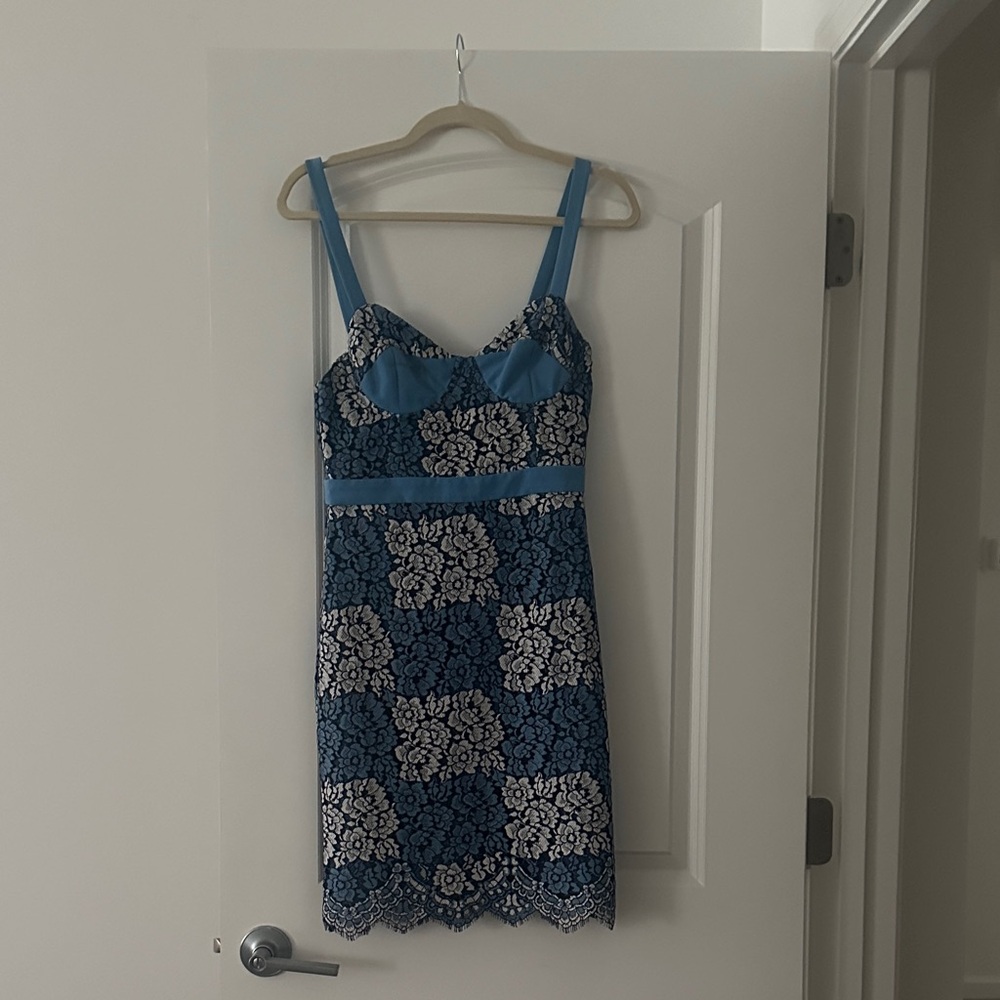 NBD Blue and White Lace Dress